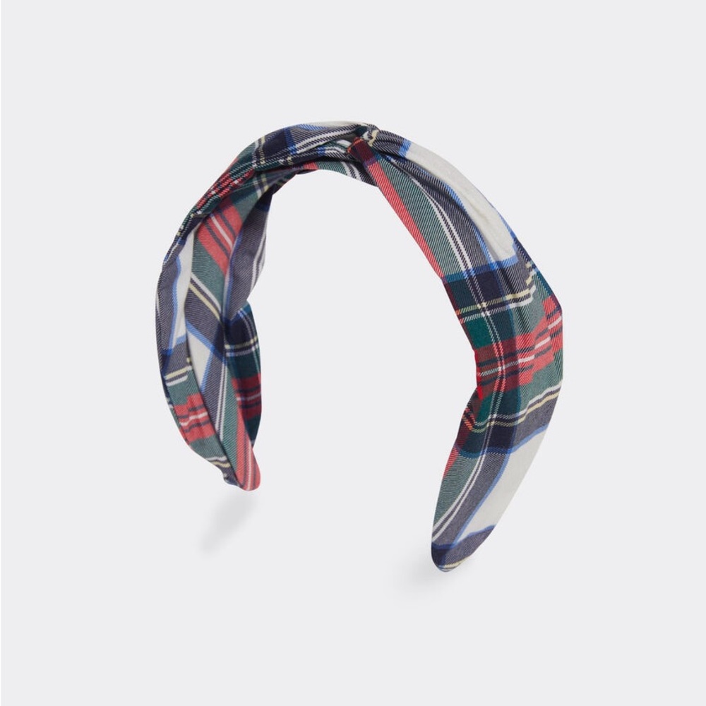 Vineyard Vines Plaid Poplin Headband Royal Marsh Stewart  NWT, in bag, one size
